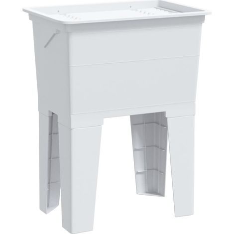 Fregadero de lavadero de resina blanco 59x41x75 cm (1/6)