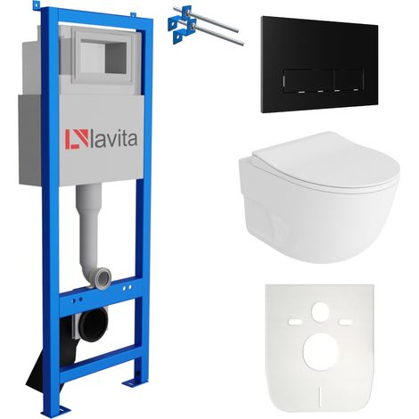 LAVITA WC Set mit Vorwandelement, Wand-WC und Spülknopf (1/5)