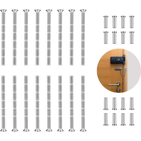 Poignée Porte 16 Pièces Vis de Fixation M4 avec Boulon Manchon pour Portes de 35 à 60 mm Meubles (1/4)