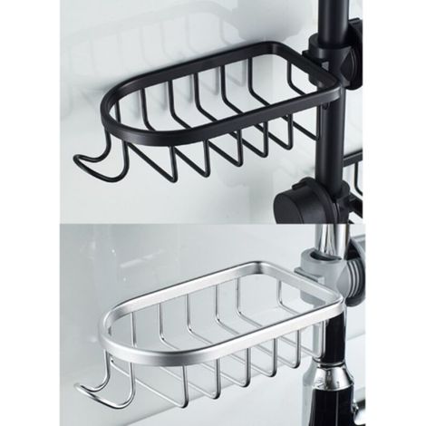 Etagère et rangement de douche-Lot de 2 Étagère Douche Sans Percage Inox, Étagère Salle de Bain Télescopique Inoxydable, Tablette Support Douche, Porte Savon Barre Douche, argenté (1/5)