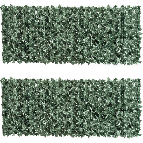 Lot de 2 haies artificielles - Outsunny - feuillage réaliste anti-UV - PE - 240x100cm - vert foncé (1/5)