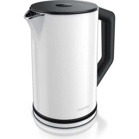 Arendo Wasserkocher 1,5 l 2200 W, Edelstahl, Doppelwand, Temperaturwahl 40 - 100°C mit Anzeige, weiß (1/5)
