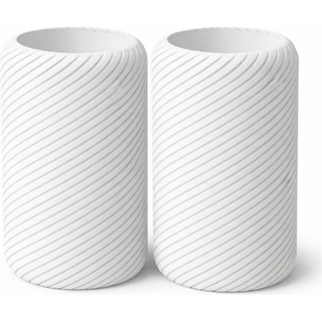 Porte-bougies chauffe-plat blancs, lot de 2, en japonisant rainuré (1/3)