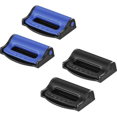 Lot de 4 clips de ceinture de sécurité en polypropylène, ajusteurs et bloqueurs de ceinture de sécurité anticorrosion pour voiture, adulte et enfant - Bleu/Noir (1/5)
