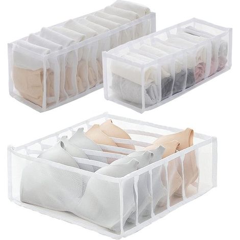 Organizador de cajones para ropa interior y calcetines - Cajas de almacenamiento de armario con compartimentos y gran capacidad