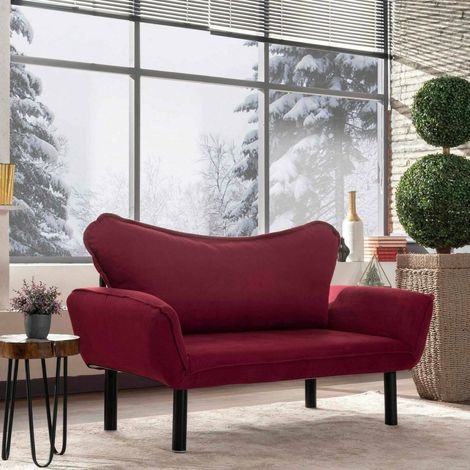 Schlafsofa 2-Sitzer Hone, Stauraum, verstellbar, Armlehnen, 140x65 cm Rot (1/4)