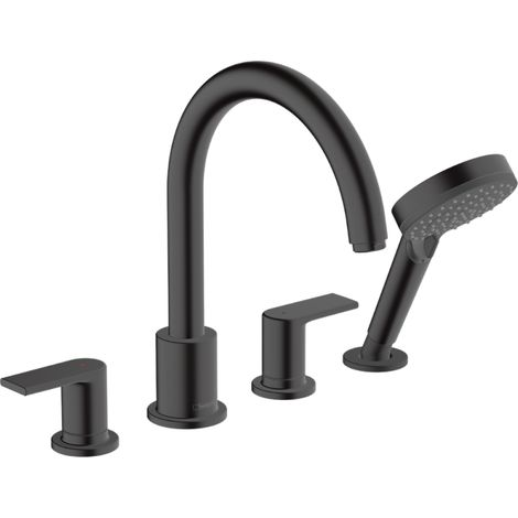 Hansgrohe Vernis Shape - Grifo para borde de bañera de 4 orificios, negro mate 71459670 (1/4)