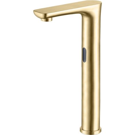 Touchless Mixer Tap Bathroom Brushed Gold Tap High Automatic Battery Mixer Tap Basin Mixer Tap Hot and Cold (1/5)