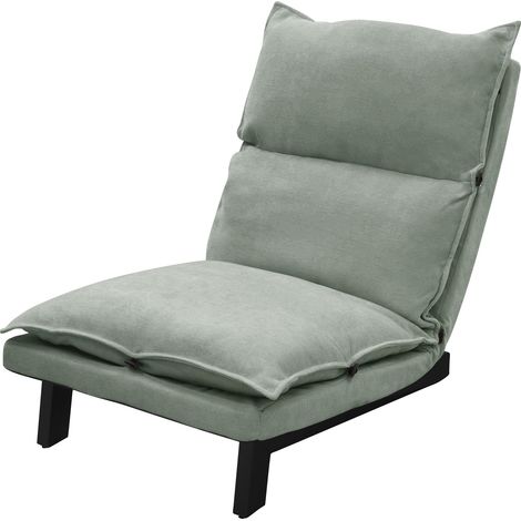 ML-Design Chaise de Sol Gris-Vert, Fauteuil Lounge de Relaxation Rembourré, Dossier Réglable, Housse Douce en Lin, Structure en Acier Robuste, Coussin de Siège Canapé Méditation, Lazy Sofa pour Salon (1/5)