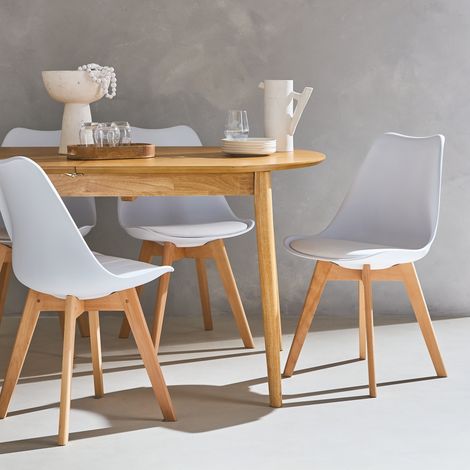 Set 4 sedie scandinave imbottite con gambe in legno (1/5)