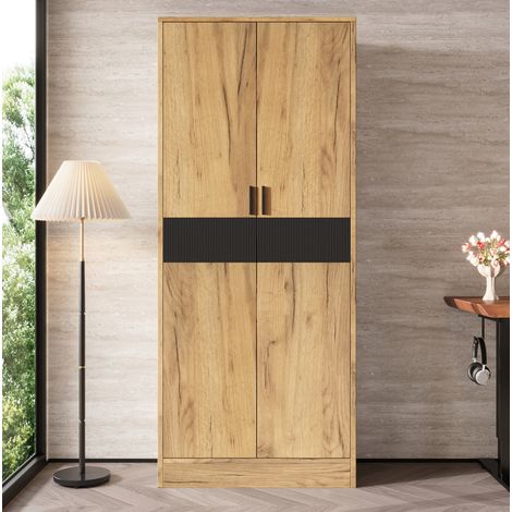 Armoire de rangement haute 60x35x160 cm décor bois, gain de place pour bureau - CHICFURN (1/5)