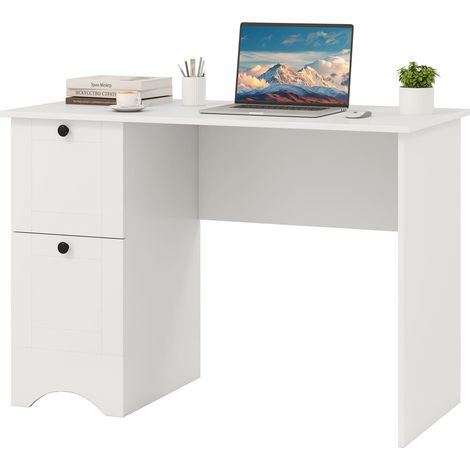 COSTWAY Computer Desk Home Office Writing Desk Study Desk w/2 Drawers-White (1/5)