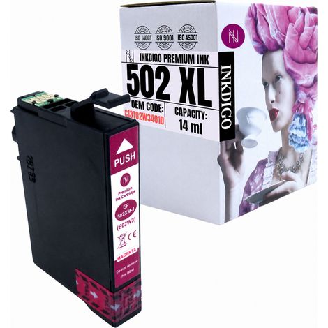 Inchiostro Inkdigo 502XL M compatibile con Epson Expression Home XP-5100 XP-5115, certificato TÜV. (1/5)
