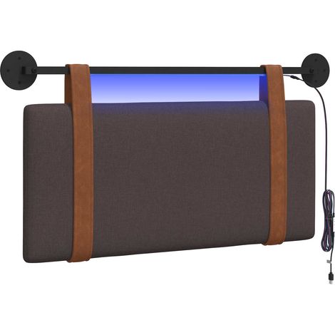 Testiera  Testata del letto sospesa Con luce LED Marrone Scuro PU Antico (1/5)