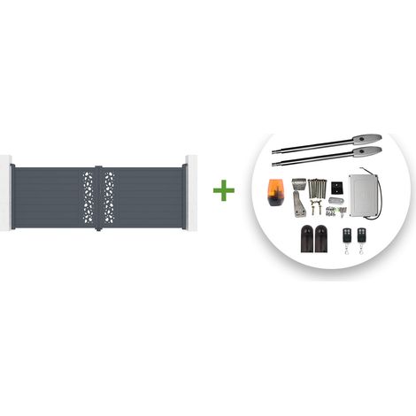 Portail battant électrique SUNNY 400x140cm gris + Motorisation TANKER B250 (1/5)