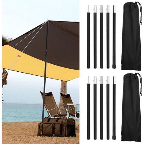 TolleTour 4pcs Zeltstangen 2m Schwarz Tarpstange Sonnensegel Stange Alu Aufstellstangen