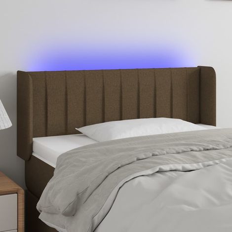 Tête de lit à LED Armoire de tête de lit Marron foncé 93x16x78/88 cm Tissu 67534 (1/5)