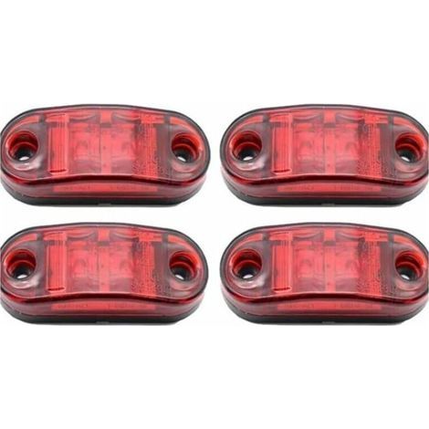 4 Pack LED Side Marker Lights, 12-24V White Red, Double Sided Warning Lights, Truck Trailer Parking Lights, Clearance Lights (1/5)