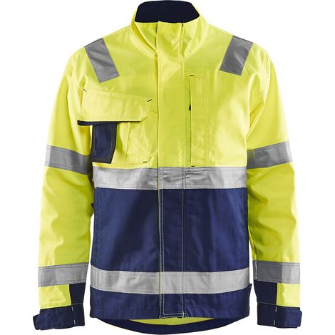 Chaqueta de trabajo de alta visibilidad 4064 - Amarillo fluorescente/Marino 4XL