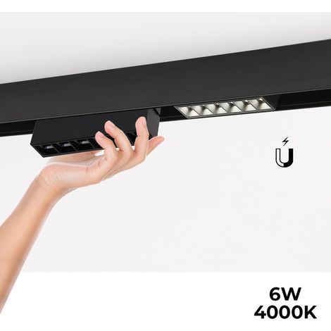 Faretto lineare LED a binario magnetico 48V - 6W - UGR 16 - Nero - Bianco Neutro (1/5)
