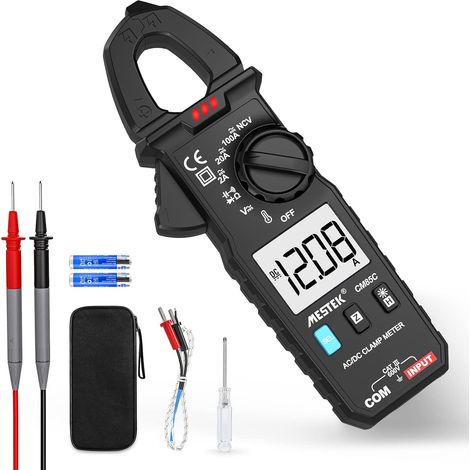 Multimètre numérique pince ampèremétrique True RMS 100A 600V – Testeur de tension NCV – Résistance, capacité, température – Écran LCD rétroéclairé – Durficst
