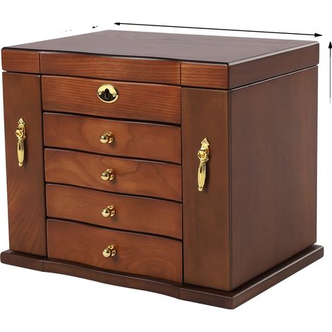 Organizador de joyas, 5 niveles, diseño elegante, marrón, talla M (1/2)