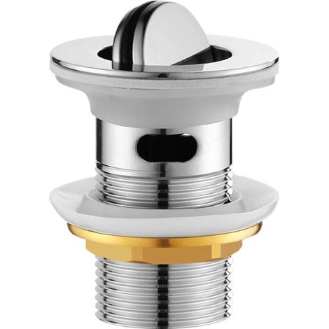 Bonde De Lavabo - Acier Inoxydable Chromé - Sans Corps De Bonde - Sans Trop-Plein - Clapet Rotatif - 1 Pièce (1/4)