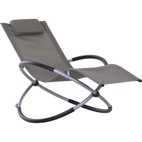 Sedia a dondolo dal design moderno per interni ed esterni, in Textilene, 154x80x84 cm, grigia.