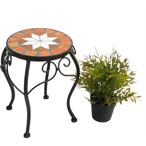 DanDiBo Blumenhocker Mosaik Rund 27 cm Blumenständer 12014 Beistelltisch Pflanzenständer Mosaiktisch Klein (1/5)