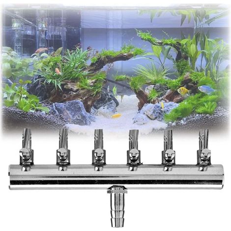 Distribuidor de aire de acero inoxidable, distribuidor de aire para acuario, cabezal de 4 mm-6, apto para acuarios y peceras. (1/5)