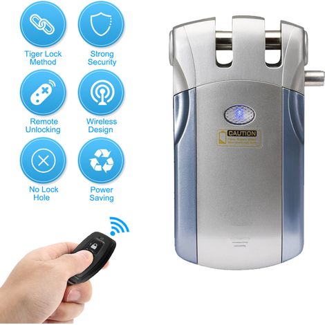Serrure intelligente sans fil invisible, entrée sans clé en alliage zinc, 4 clés télécommandes, système de sécurité pour maison et bureau (1/5)