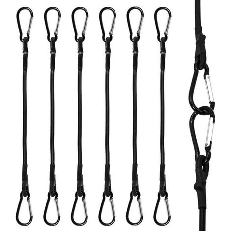 Tendeur Élastique - 30 cm - Crochet Métal - Pour Bâche Camping Moto Voiture - Lot de 6 (1/5)