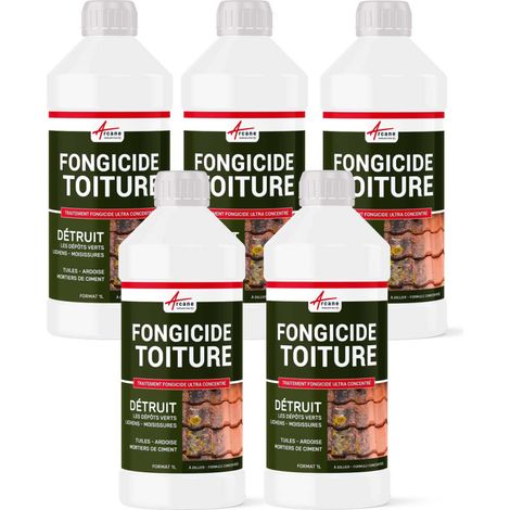 Arcane Industries – Antimousse toiture ultra concentré – Élimine mousses, lichens, algues – Traitement toiture tuiles, ardoises – 5 L pour 250 m² (1/6)