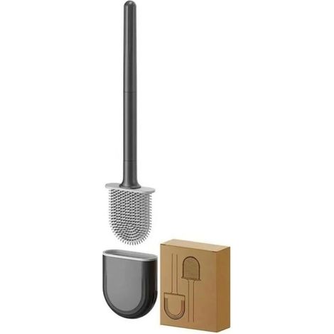 Toilettenbürste - Wasserdicht - Schnelltrocknend und geruchlos - Runde Basis - Wandmontage - Geeignet für Badezimmer und Toiletten, schwarz. (1/5)