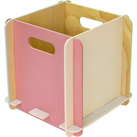 HMF Aufbewahrungsbox aus Holz zum Zusammenstecken, passend für Bücherregale, 25 x 25 x 25 cm, Mehrfarbig (1/5)