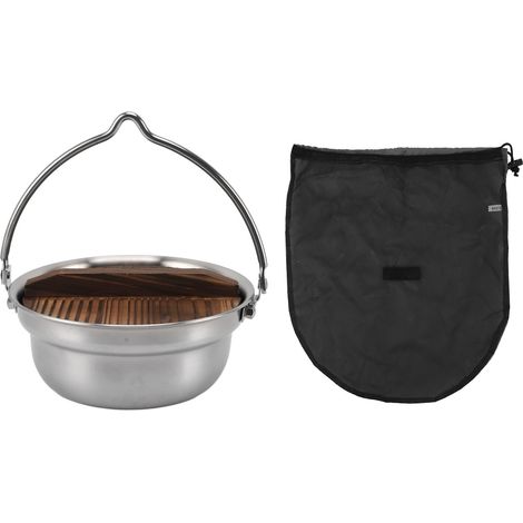 Marmite de camping suspendue en acier inoxydable 304, casserole portable 4,5 L pour randonnée et pique-nique en extérieur (1/5)