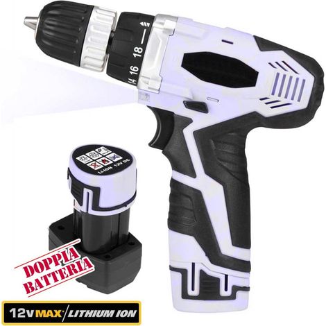 Trade Shop - Taladro Atornillador Inalámbrico Con Doble Batería De Iones De Litio De 12 V En Maletín -
