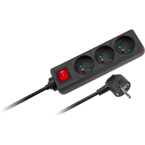Cable alargador Rebel, regleta, 3 enchufes, interruptor, 5 m (1/5)