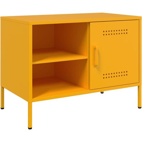 Mobile TV multimediale scaffale per televisione televisore buffet sala da pranzo soggiorno camera da letto giallo senape 68 x 39 x 50,5 cm acciaio giallo 020027667