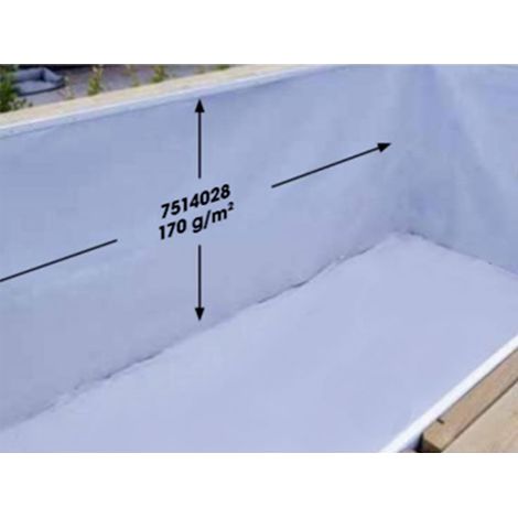 Ubbink – Feutre de protection pour paroi de piscine – Dimensions 1,35 x 11,80 m – Compatible piscines en bois – Feutre en polypropylène blanc (1/5)