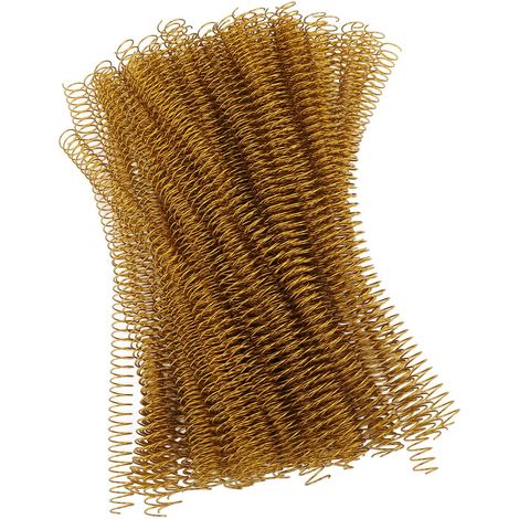 100 spirales de reliure en fer, diamètre 14,3 mm (9/16 po), 48 dents, ratio 4:1, capacité de 115 feuilles pour papier A4, couleur or (1/5)