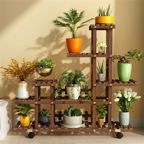 Support décoratif pour fleurs de balcon, étagère de rangement intérieure à plusieurs niveaux, support pour plantes succulentes au sol pour salon, style A. Comprend une rambarde à roulettes et des renf (1/5)