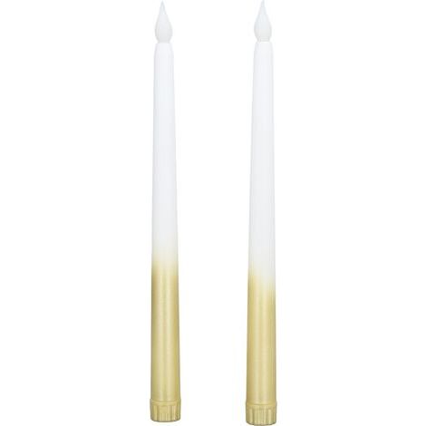 Bougies Coniques à LED, 2 Pcs Romantique Bougie LED en Plastique Fil pour la Fête d'Anniversaire de Mariage pour (demi-spray or) (1/5)