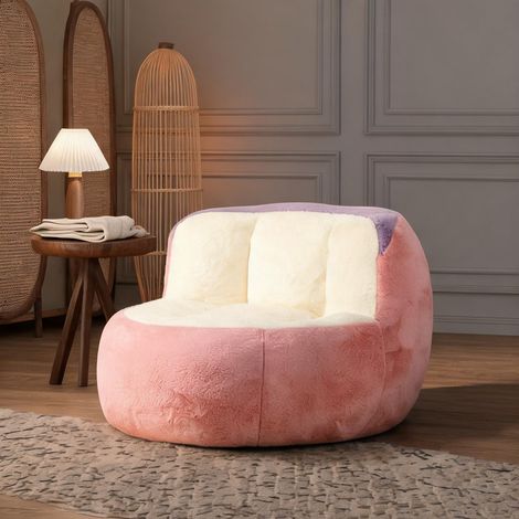 Pouf poire géant en fausse fourrure multicolore 277 x 279 cm (1/5)