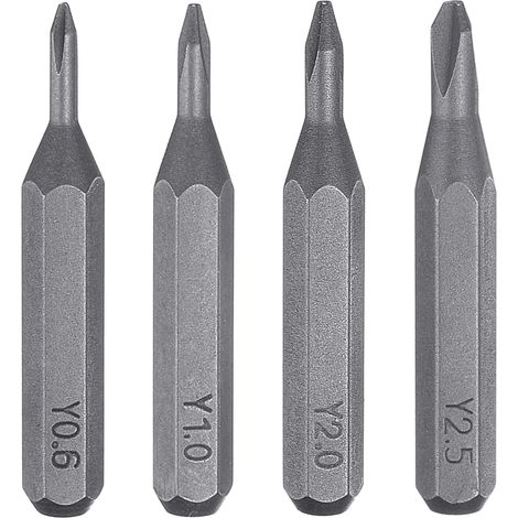 4pcs Y0.6-Y2.5 Embout de Tournevis Tri-Wing Ensemble 5/32" Tige Hexagonale 28mm Acier S2 Magnétique Tête en Y à 3 Pans Embouts de Tournevis pour Tournevis Électrique à Percussion (1/5)