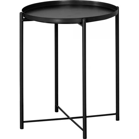 ORION91 Black Metal Side Table Ø45cm x 52cm High - Ideal for Living Room, Made of Metal with a Round Shape for Domestic Use. (1/5)