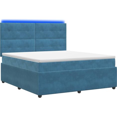 Maison Exclusive - Letto Box Spring LED con Materasso Blu 160 x 200 cm Velluto (1/5)