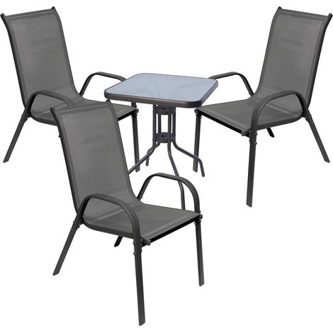 Bistrogarnitur 4-teilig Anthazit Stapelstühle-MMC33081DG+3xMMC330881 (1/4)