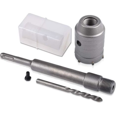 65mm Concrete Hole Saw – For brick and cement walls – SDS Plus round handle – 198.5mm length – Carbide-tipped metal (1/5)