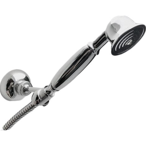 Douchette retro avec support douche et flexible, tout laiton (1/4)